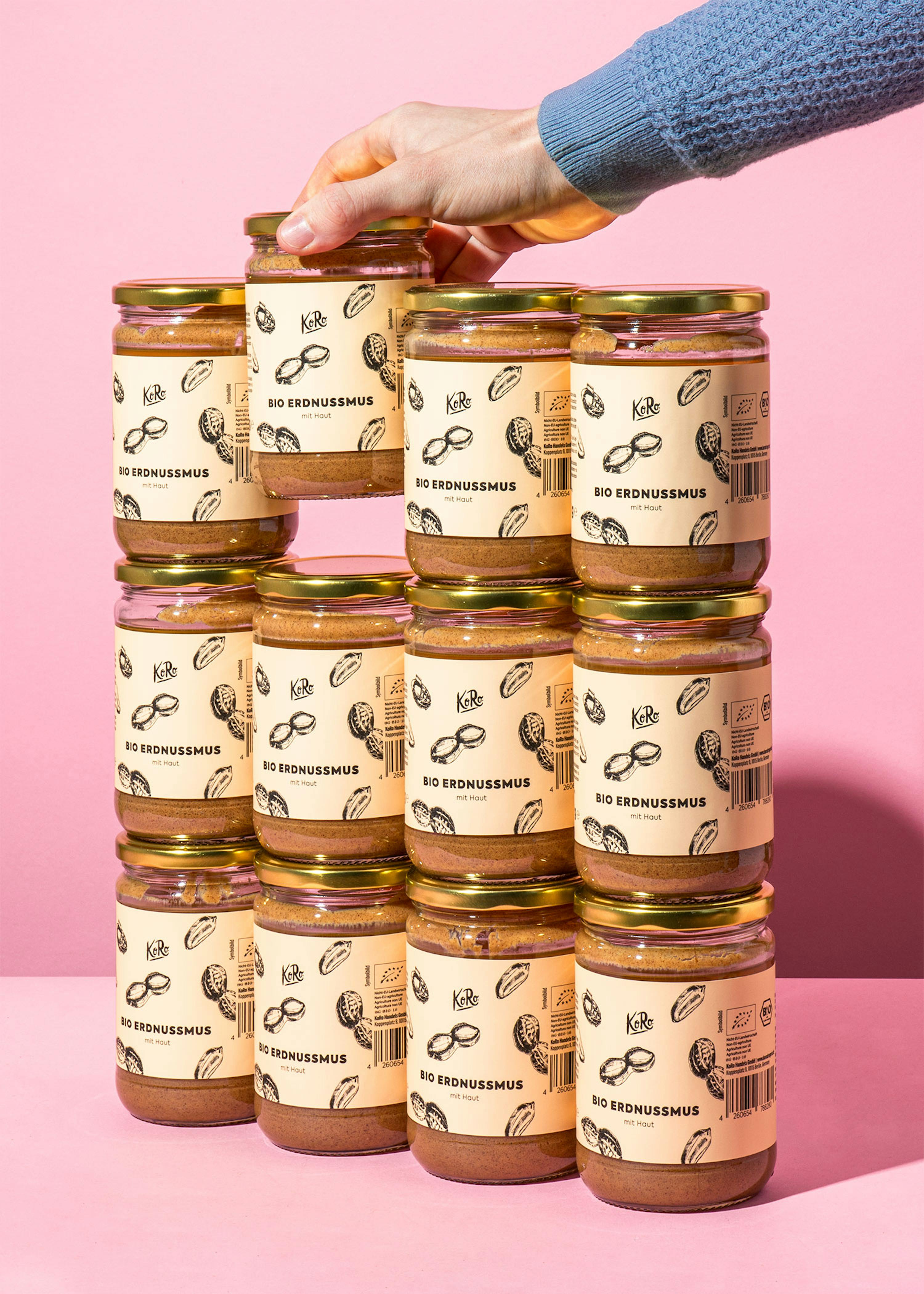 Purée de cacahuètes bio avec peau, lot de 12 pots de 500 g